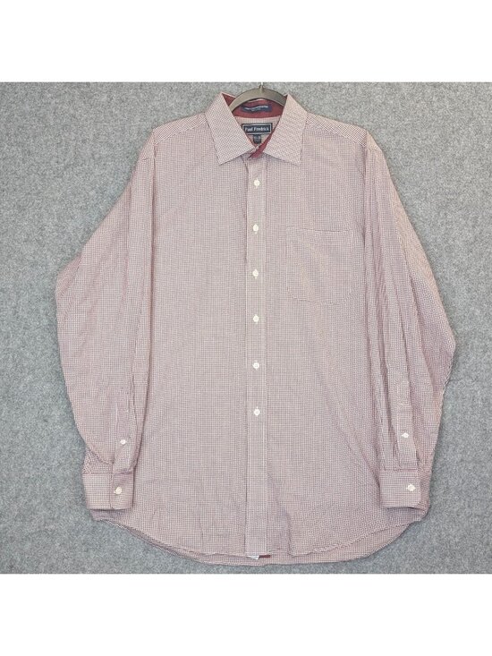 Paul Fredrick Other - Paul Fredrick Mens 16.5 35 Dress Shirt Maroon White Button Down Long Sleeve